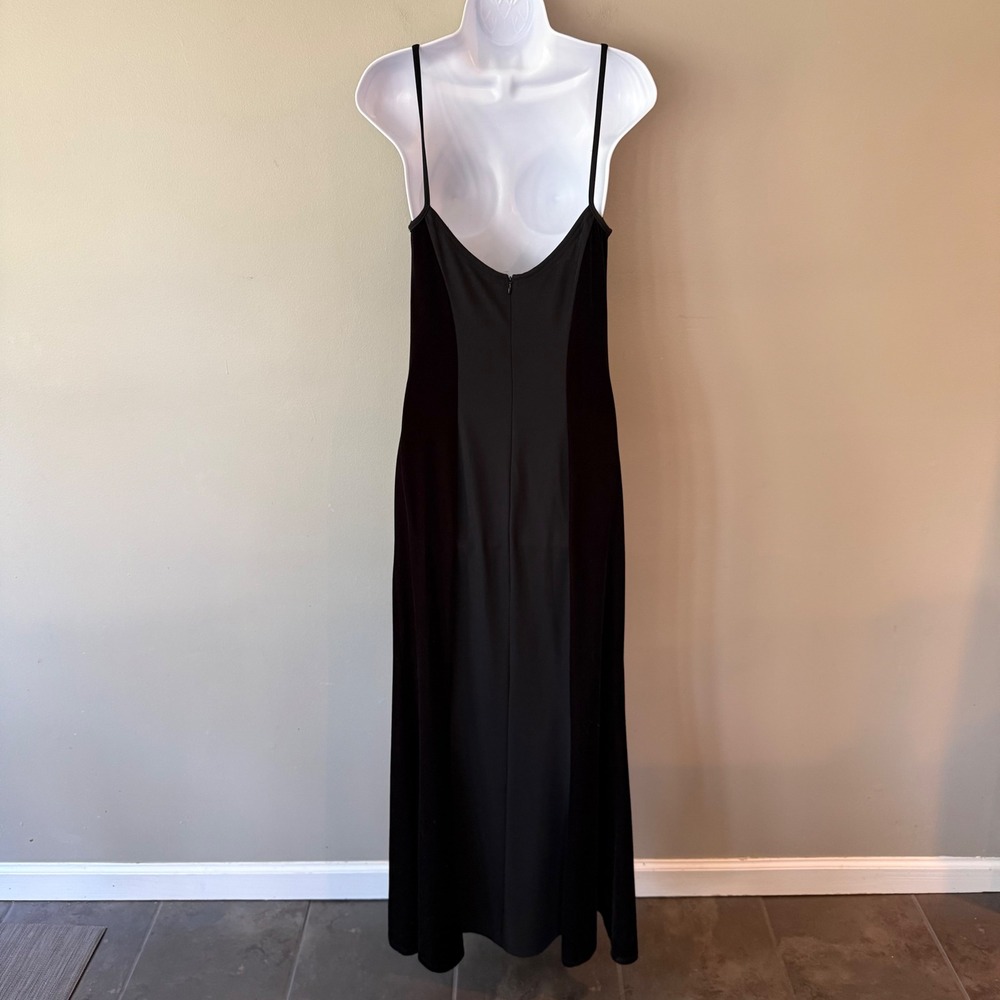 Jessica McClintock Gunne Sax Velvet Black Gown 90s Maxi Dress Mixed Media S Noir - Picture 5 of 13